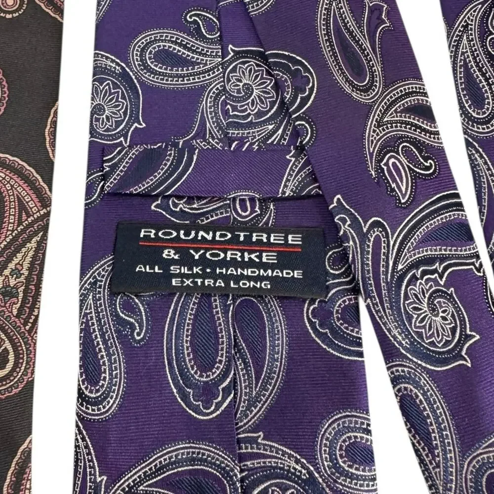 Lot of 4 Paisley Print Tie ROUNDTREE DON LOPER VAN HEUSEN